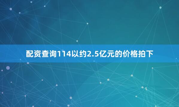 配资查询114以约2.5亿元的价格拍下