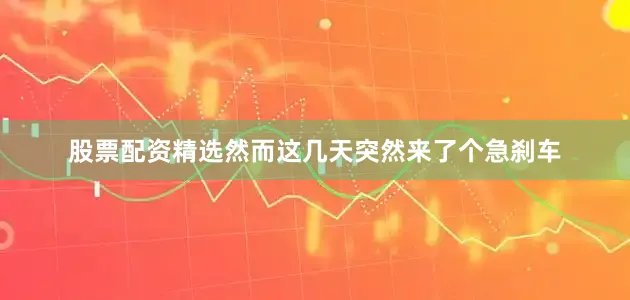 股票配资精选然而这几天突然来了个急刹车
