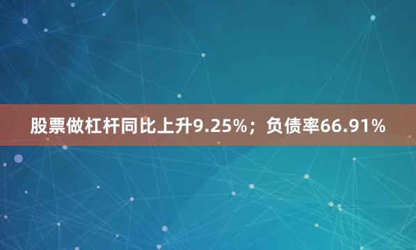 股票做杠杆同比上升9.25%；负债率66.91%